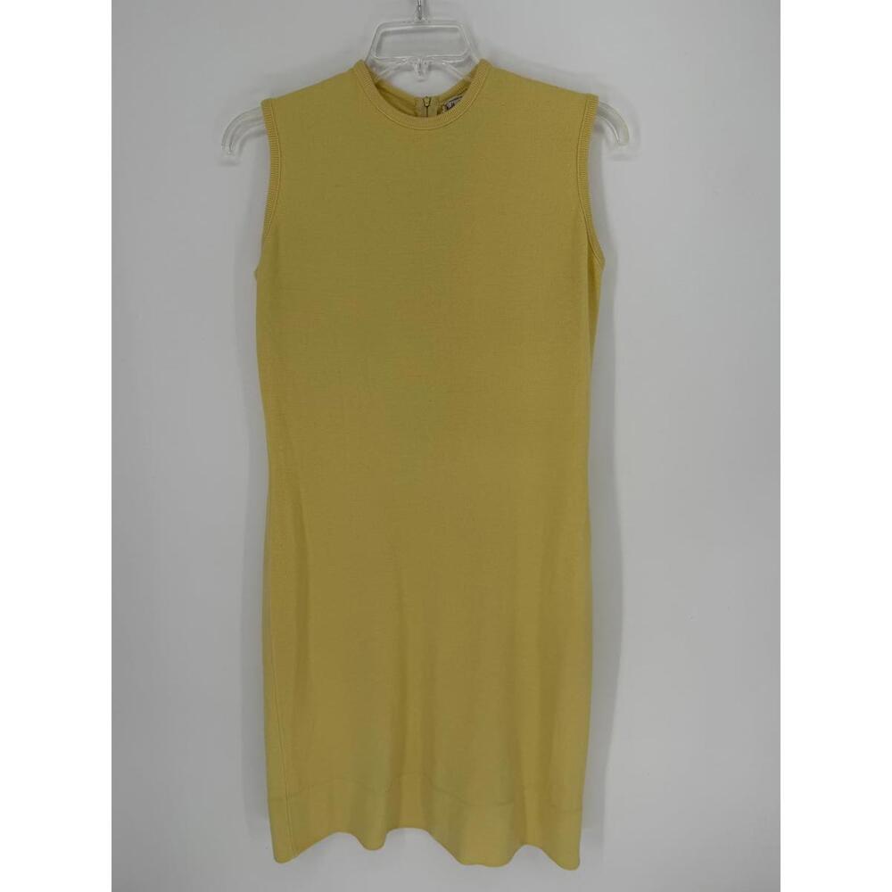 Vintage Yellow Sleeveless Knit Dress Fitted Size S Acrylic